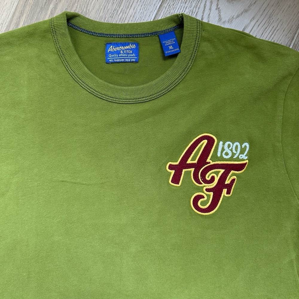 Vtg Y2K Abercrombie & Fitch Mens XL Olive Green Long Sleeve 1892 Crewneck Shirt